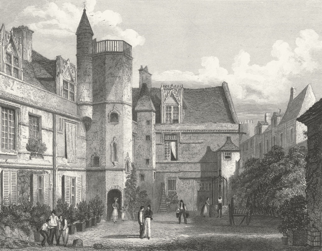 PARIS. Hotel de Cluny. France. Pugin Cart-Roberts 1834 old antique print