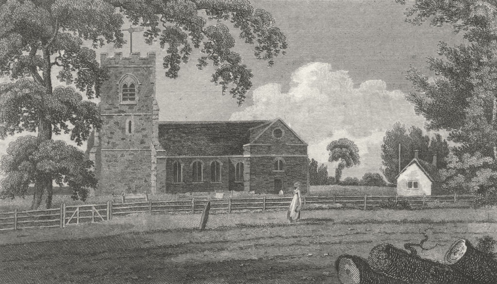 LONDON. Edgware. Mddx Church. Hughson 1805 old antique vintage print picture