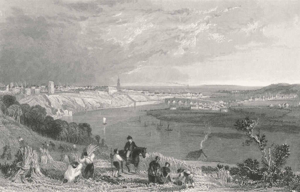 NORTHUMBS. Berwick, Tweed Lindisfarne. Allom. working 1832 old antique print