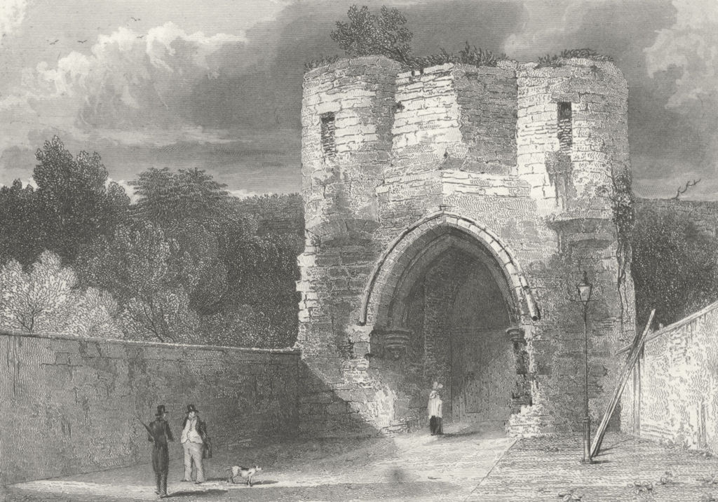 LINCS. Gate Way, Lincoln Castle. Saunders 1836 old antique print picture