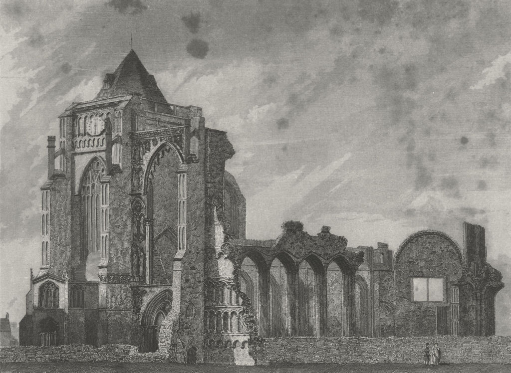 LINCS. Crowland Abbey. Saunders ruins 1836 old antique vintage print picture