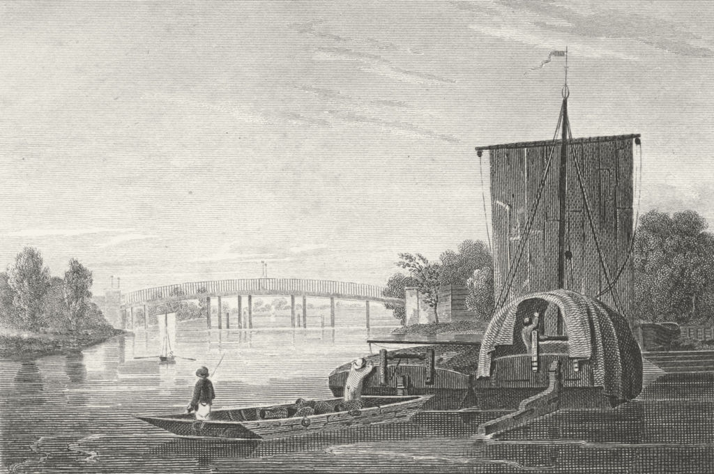 Associate Product SURREY. Staines bridge, Middlesex. Mddx. river boats 1815 old antique print