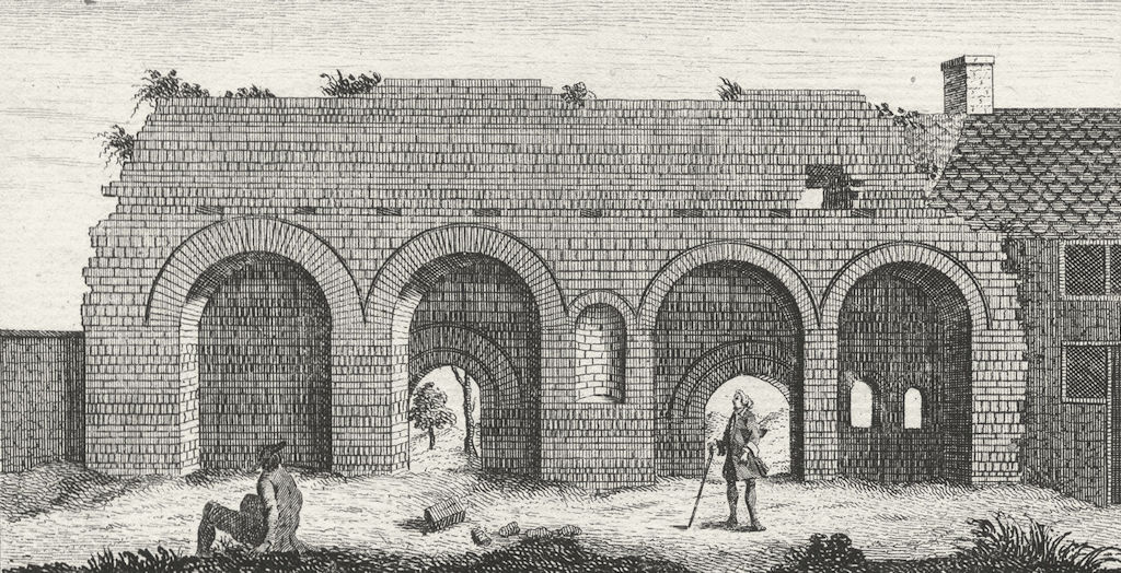 LEICS. Roman building Temple of Janus, Leicester 1829 old antique print