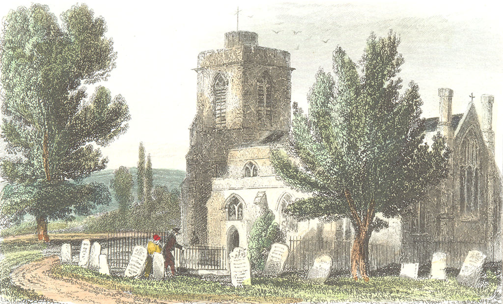 LONDON. Hornsey Church, Middlesex. Mddx DUGDALE 1835 old antique print picture
