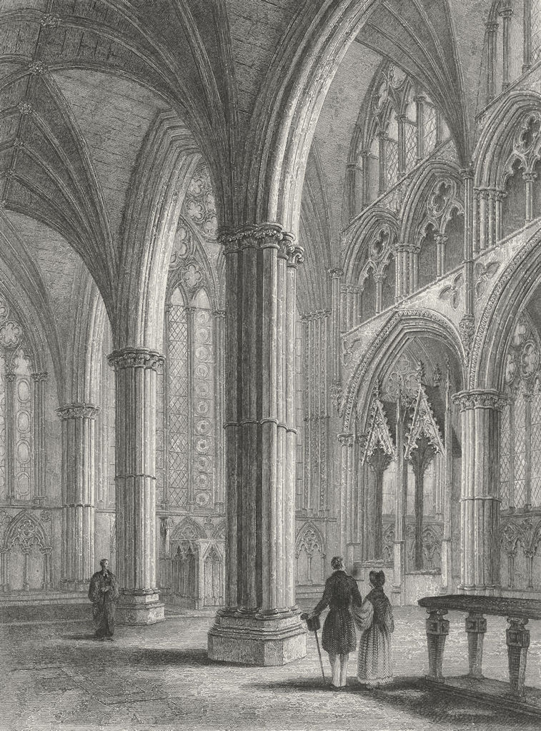 LINCS. Lincoln cathedral Chancel 1836 old antique vintage print picture