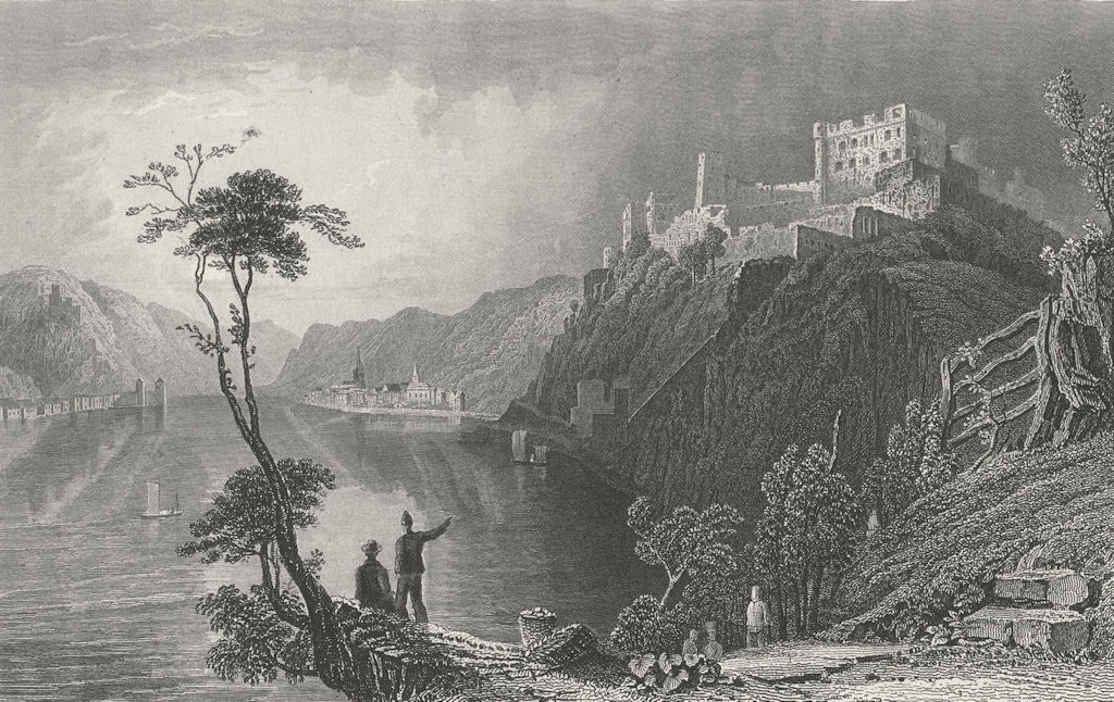 ST GOAR. & ruins, Fort Rheinfels. ruins. Tombleson 1840 old antique print