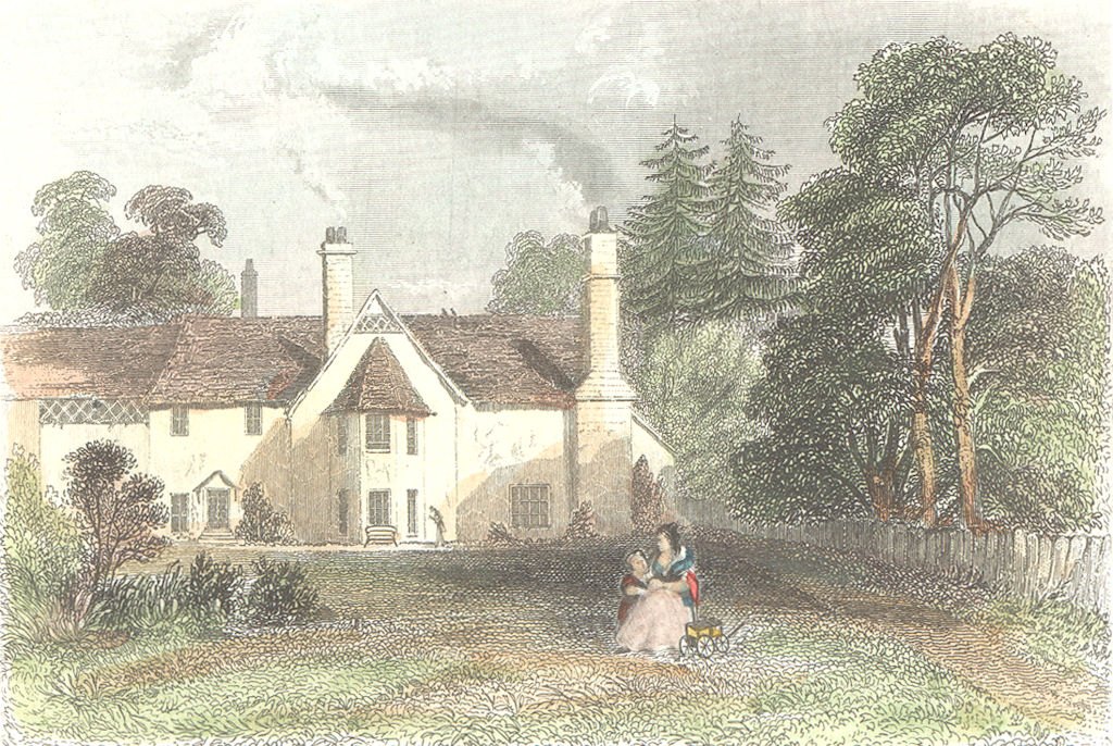 HERTS. Birthplace Cowper, poet, Berkhampstead  1835 old antique print picture