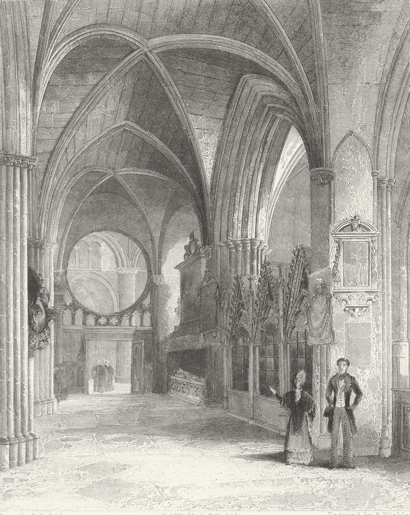 OXON. Oxford cathedral North Aisle of Choir 1836 old antique print picture