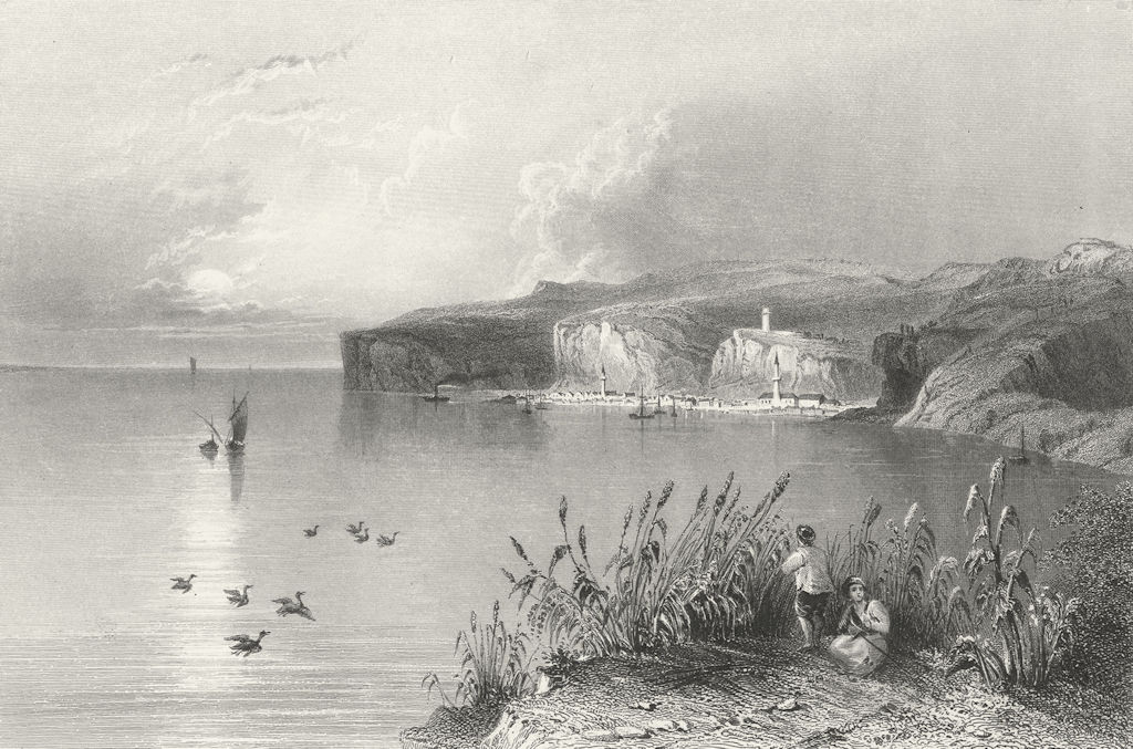BULGARIA. Nikopol. Gibbon Sea Ships birds Buildings 1850 old antique print