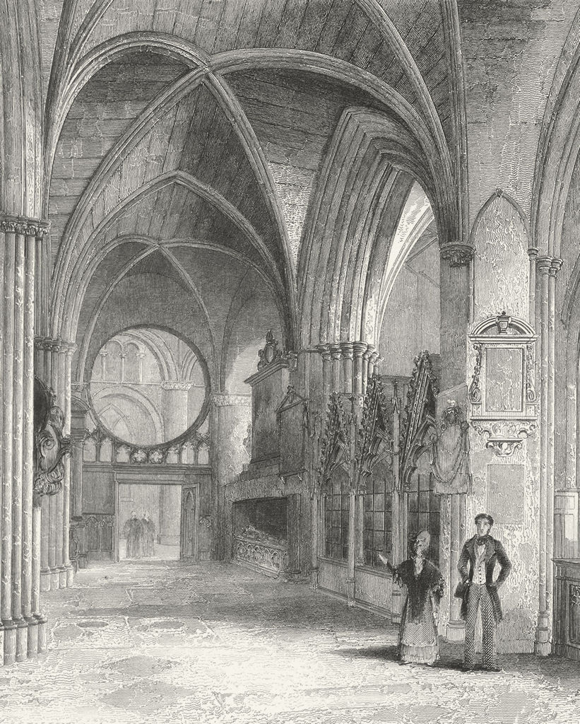OXON. Oxford cathedral North Aisle of Choir 1851 old antique print picture