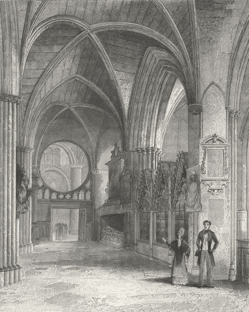OXON. Oxford cathedral North Aisle of Choir 1836 old antique print picture