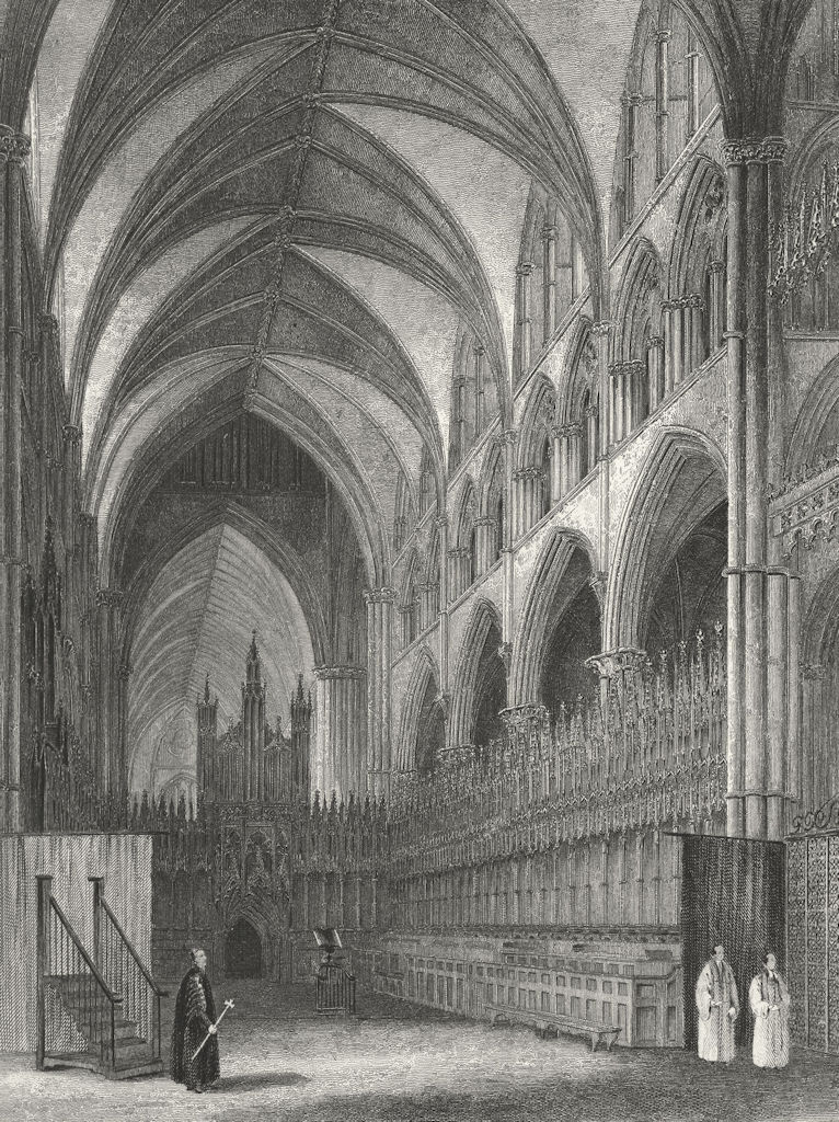 LINCS. Lincoln cathedral Choir 1836 old antique vintage print picture