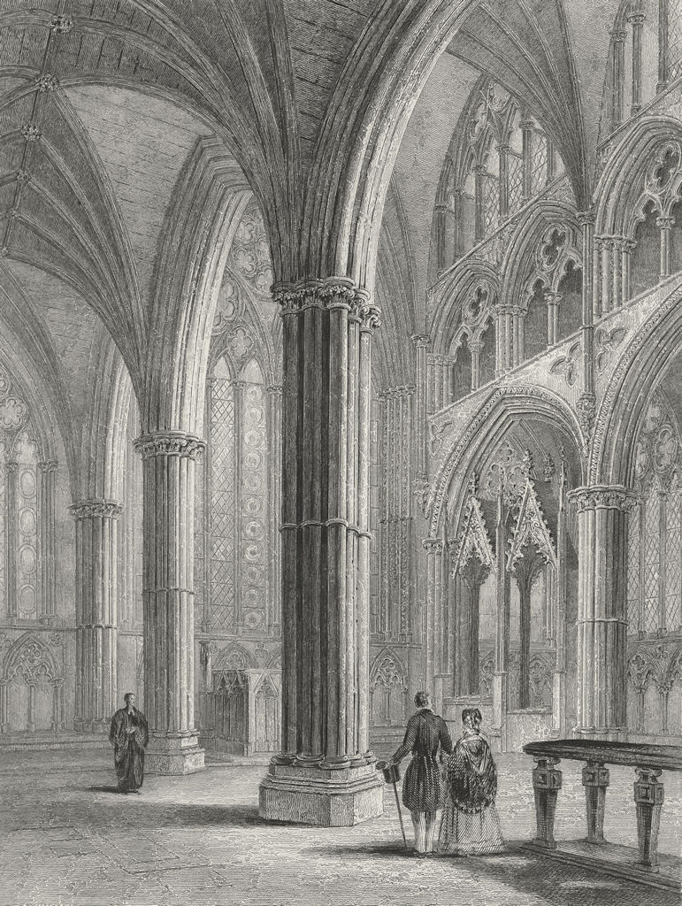LINCS. Lincoln cathedral Chancel 1860 old antique vintage print picture