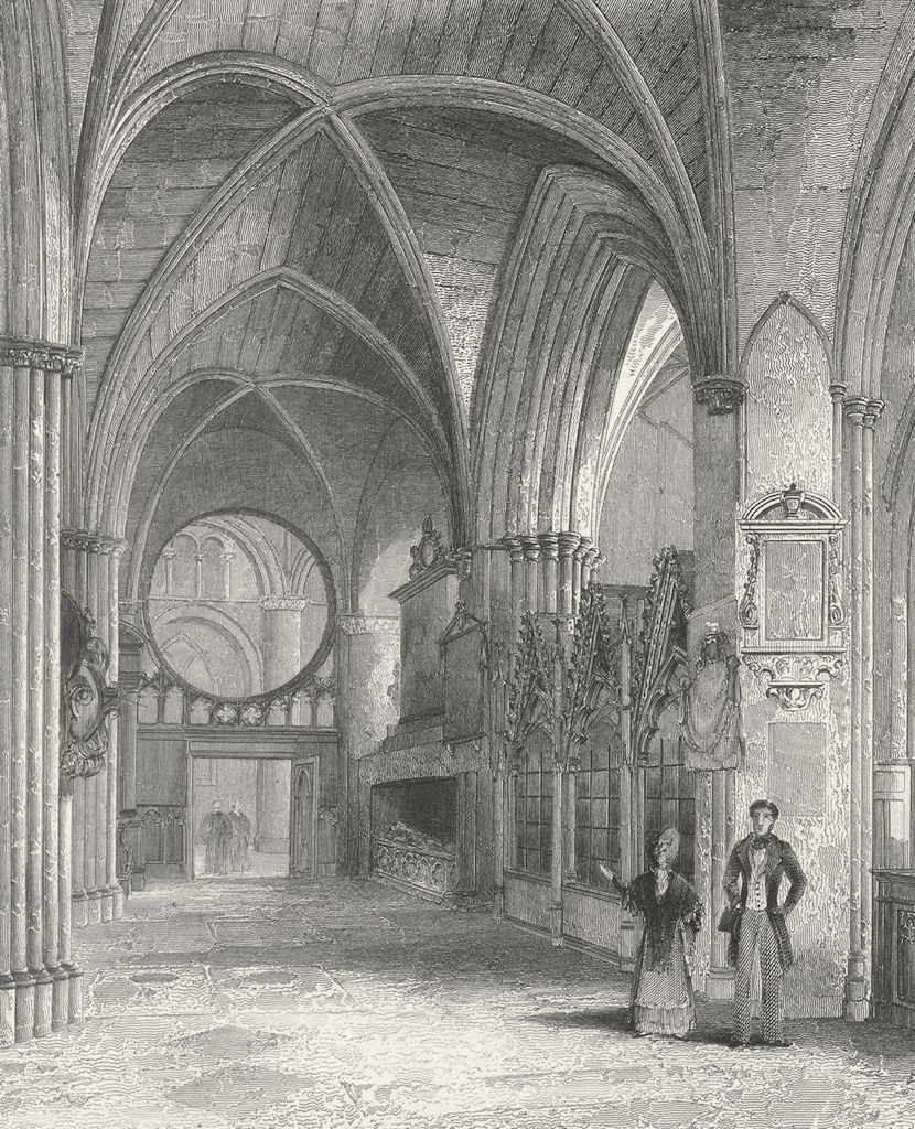 OXON. Oxford cathedral North Aisle of Choir 1860 old antique print picture