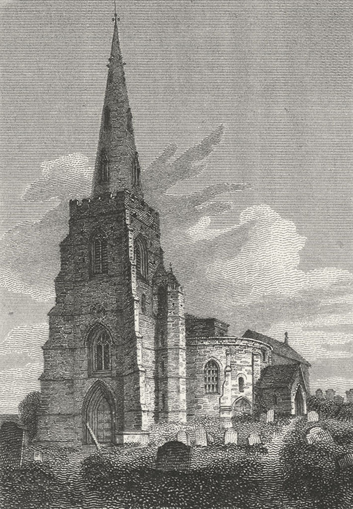 NORTHANTS. SW St Sepulchre's Church, Northampton 1808 old antique print