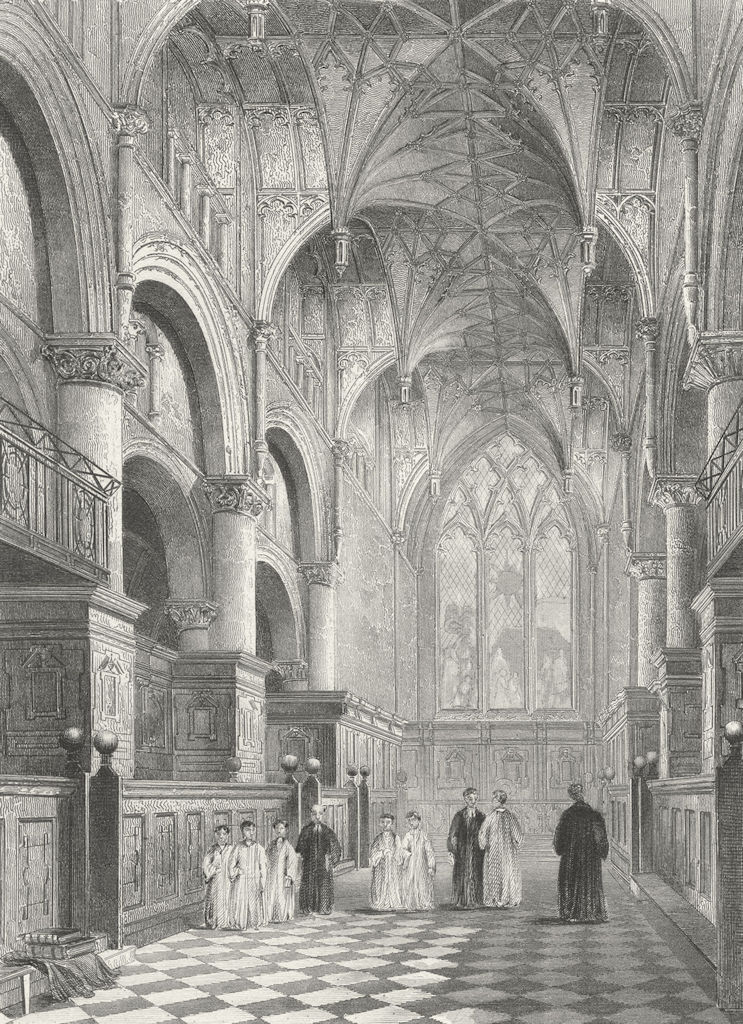 Associate Product OXON. Oxford cathedral Choir 1837 old antique vintage print picture