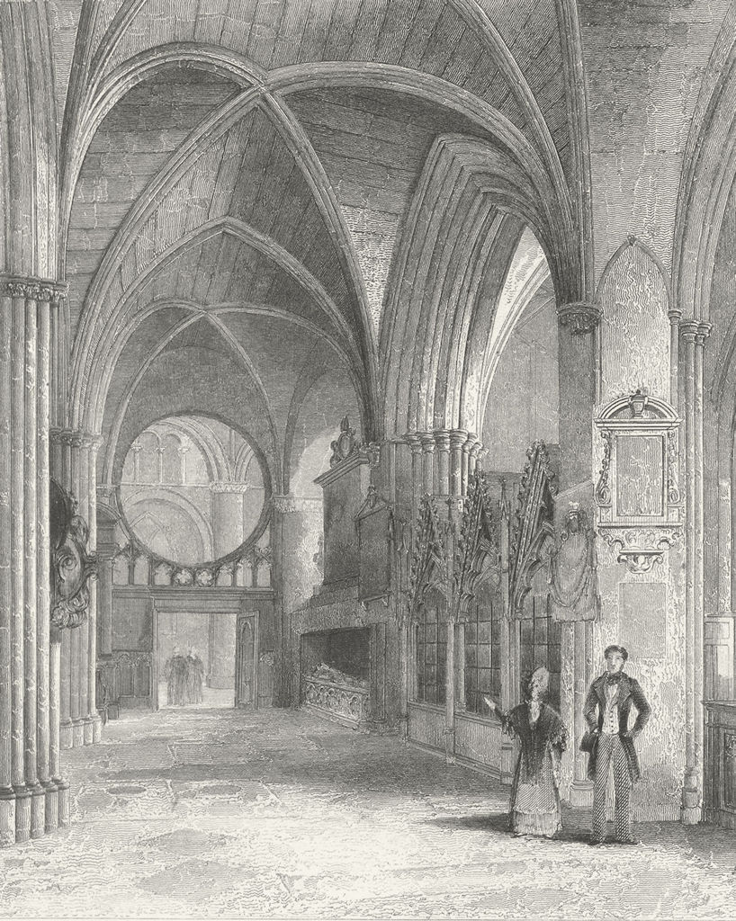 OXON. Oxford cathedral North Aisle of Choir 1837 old antique print picture