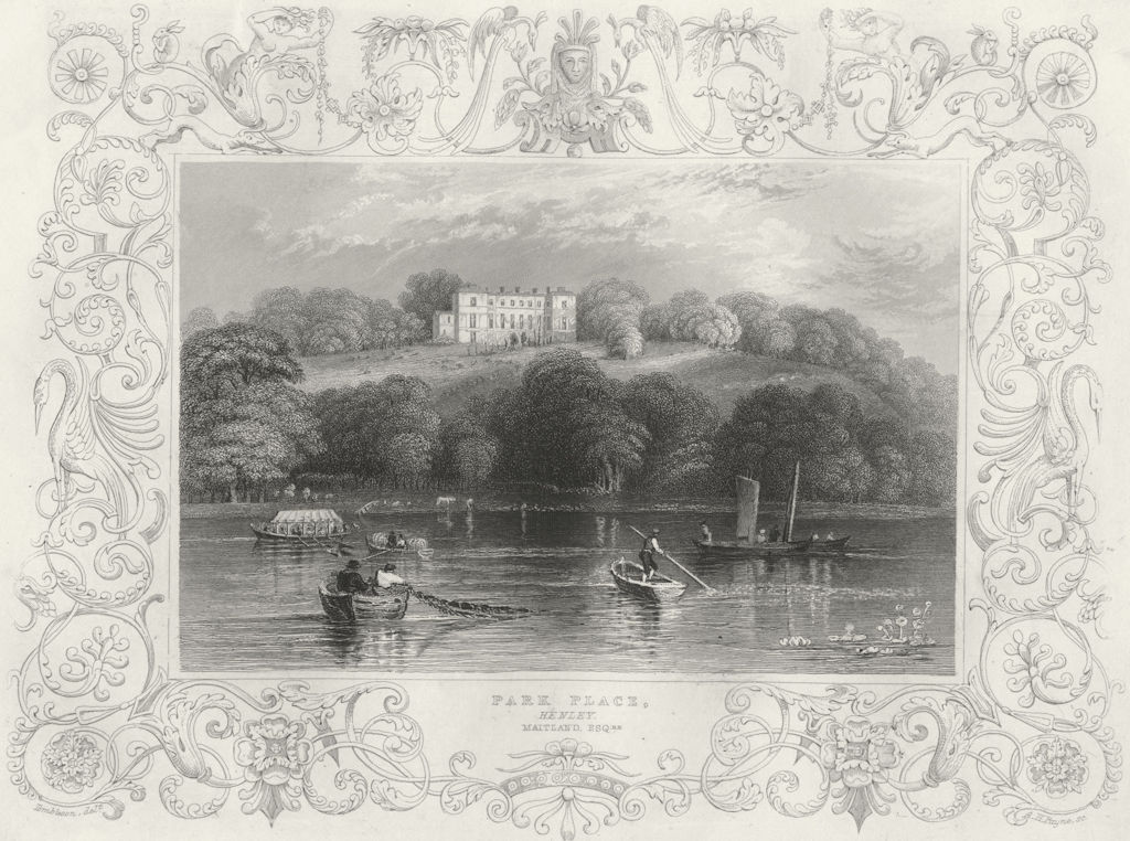 Associate Product BERKS. Park Place, Henley Maitland. Oxon. boat 1840 old antique print picture