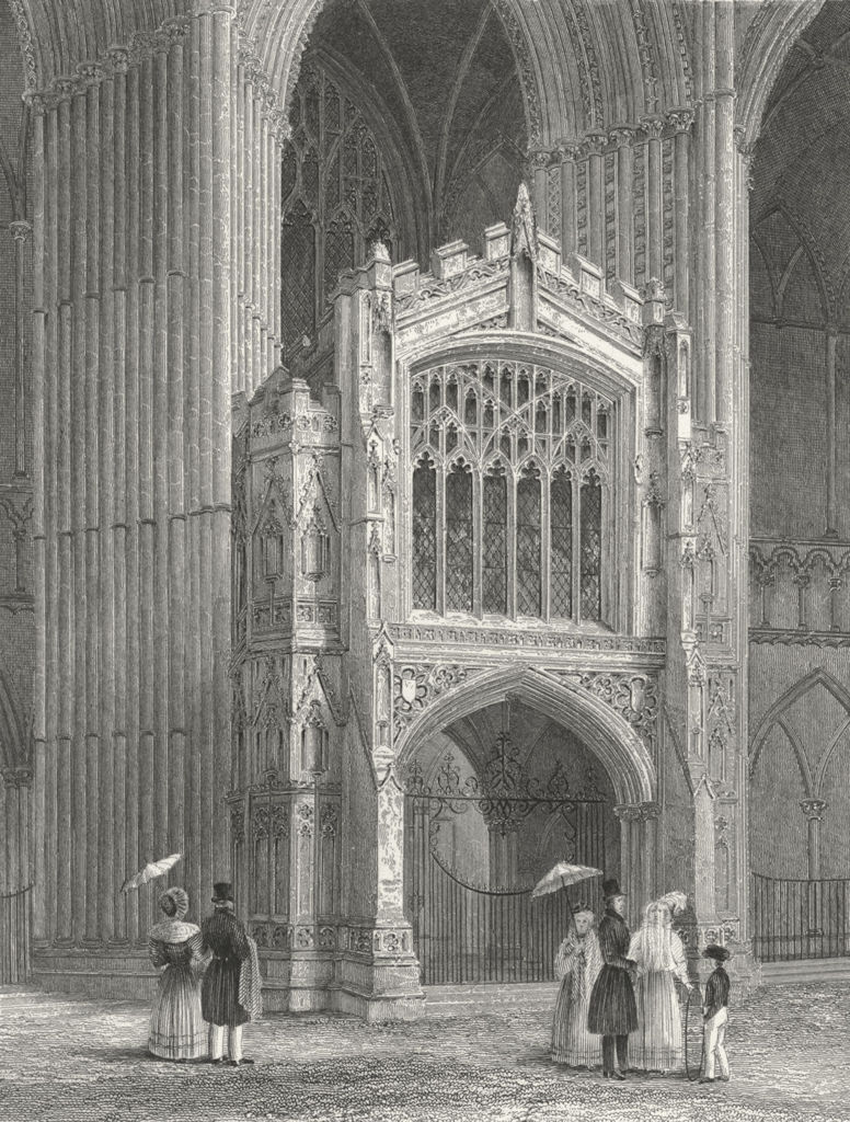 Associate Product CAMBS. Peterborough cathedral Porch west end 1851 old antique print picture