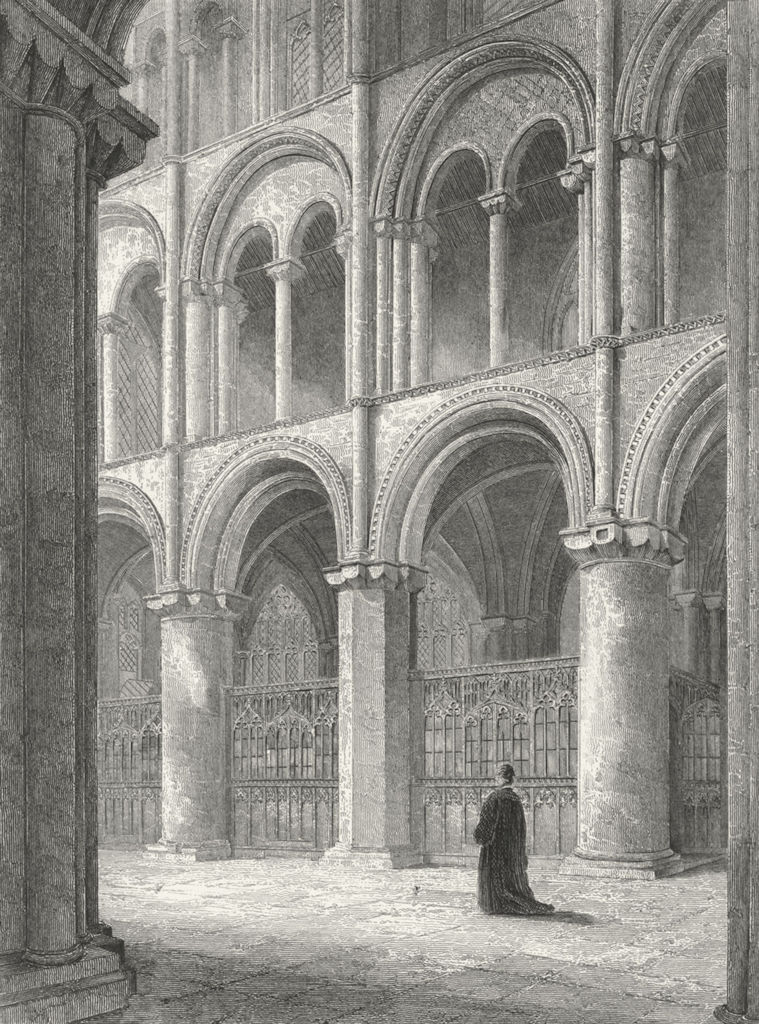 Associate Product CAMBS. Peterborough cathedral view North transept 1851 old antique print