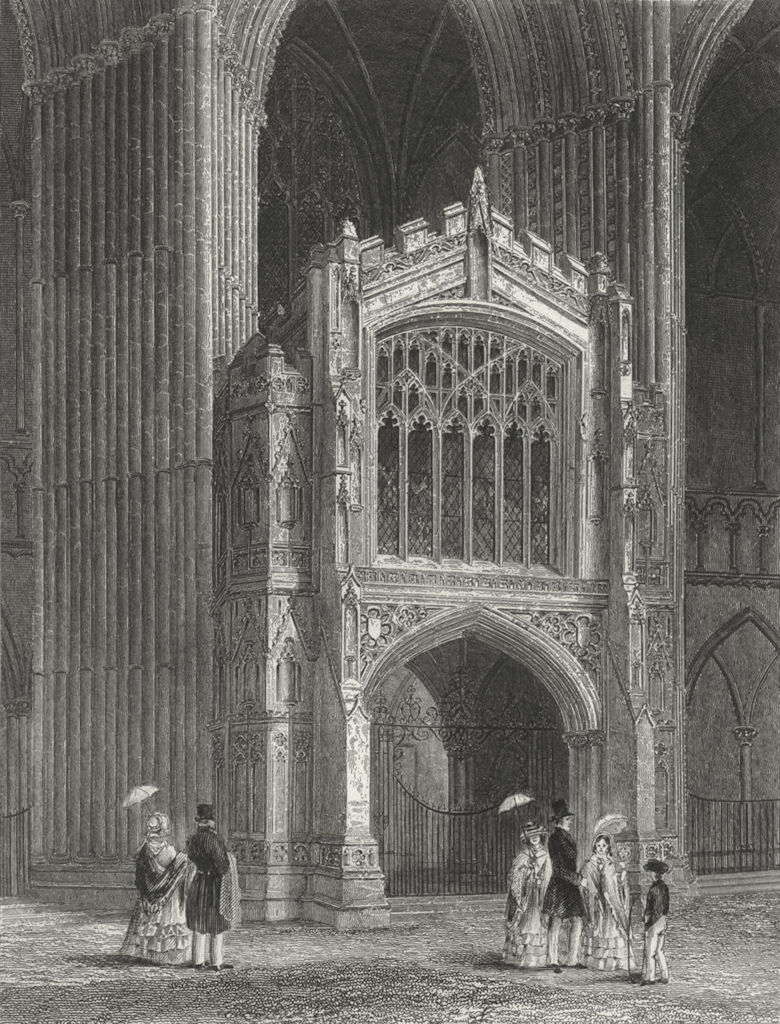 Associate Product CAMBS. Peterborough cathedral Porch west end 1850 old antique print picture