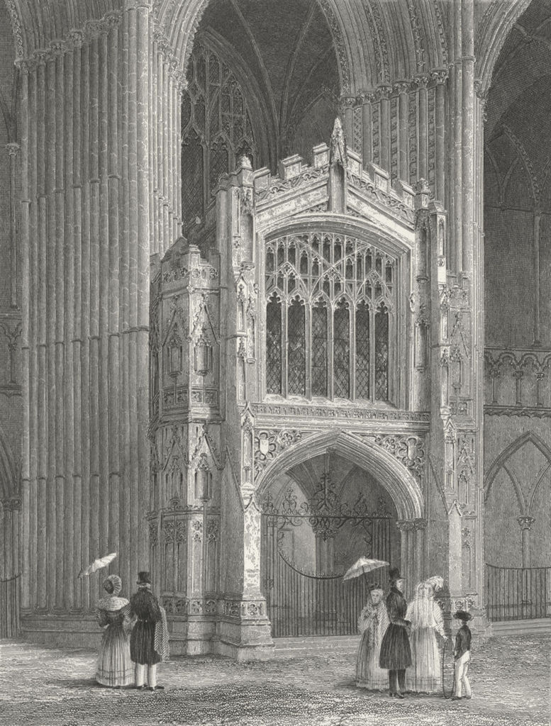 Associate Product CAMBS. Peterborough cathedral Porch west end 1836 old antique print picture