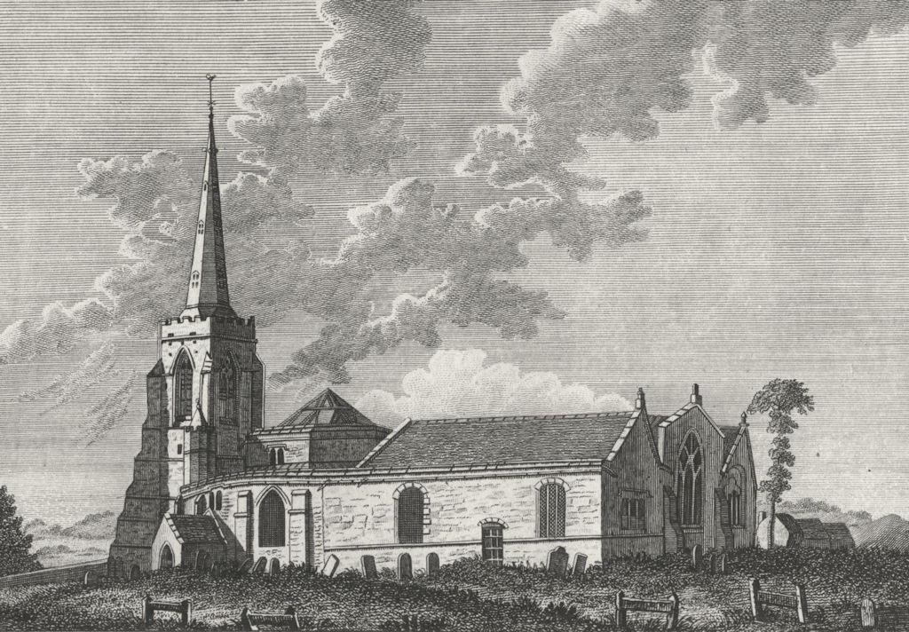 NORTHAMPTON. St Sepulchre's Church, in. Boswell Hogg 1790 old antique print