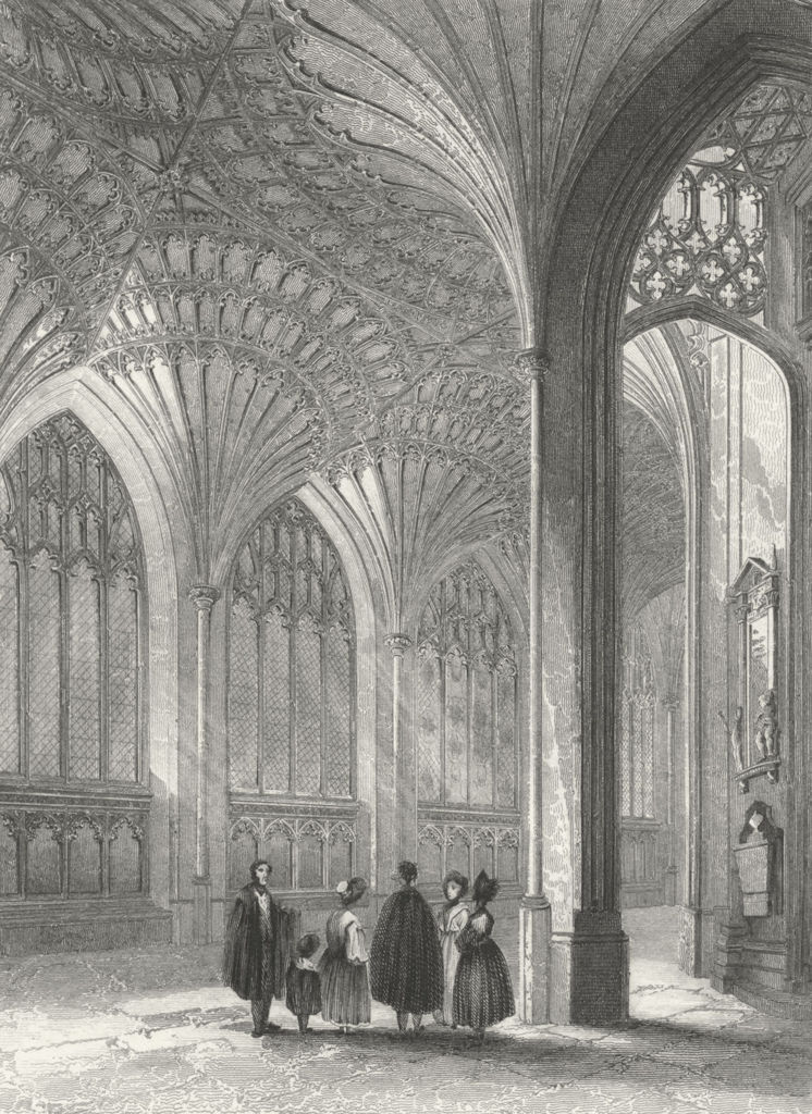 CAMBS. Peterborough cathedral lady chapel 1836 old antique print picture