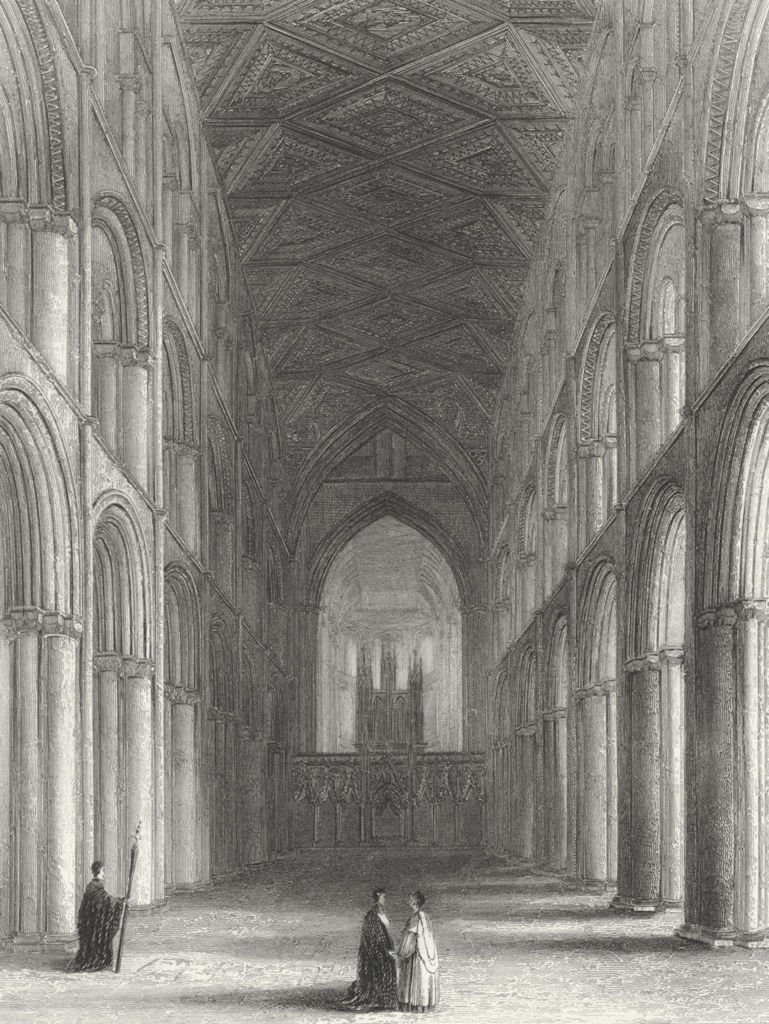 Associate Product CAMBS. Peterborough cathedral nave 1836 old antique vintage print picture