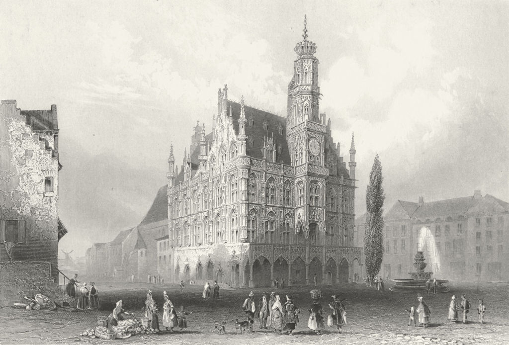 BELGIUM. Hotel de Ville Audenard. Oudenarde. Payne 1847 old antique print