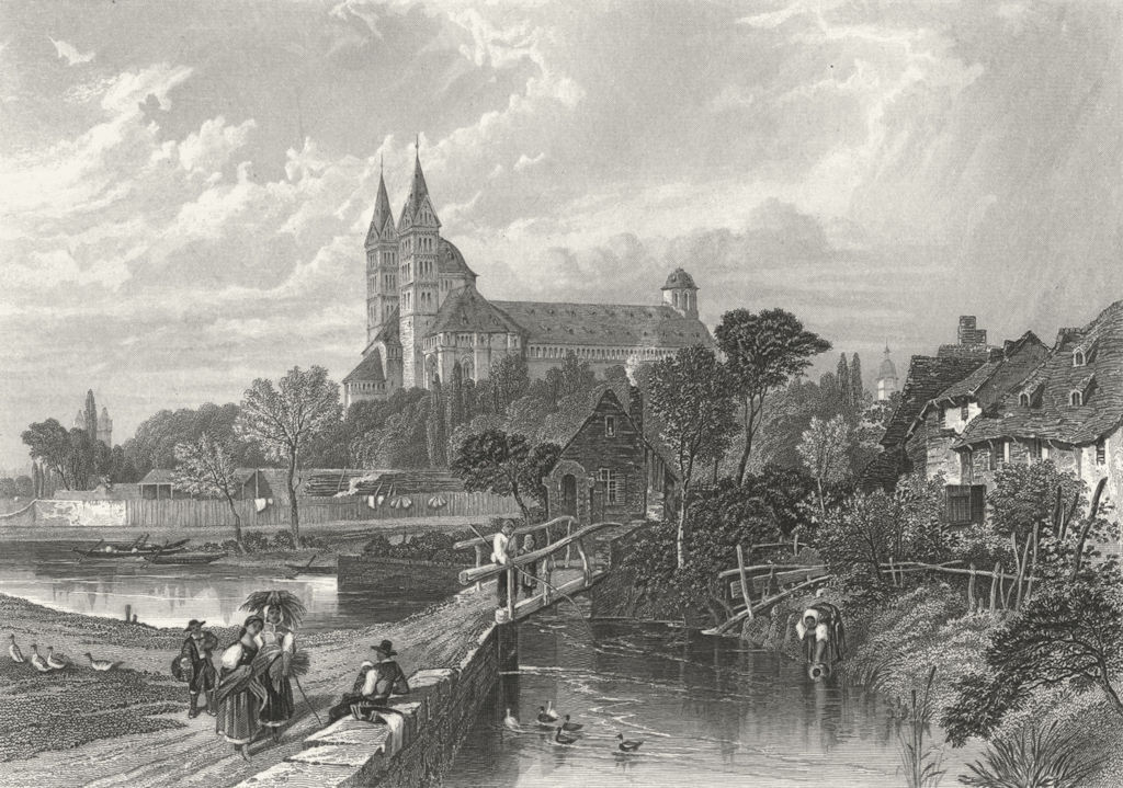 GERMANY. Spires. Speier. Birket Foster cathedral 1860 old antique print