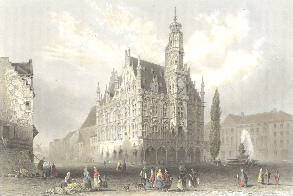 BELGIUM. Hotel de Ville(Audenard). Oudenarde. Payne 1847 old antique print