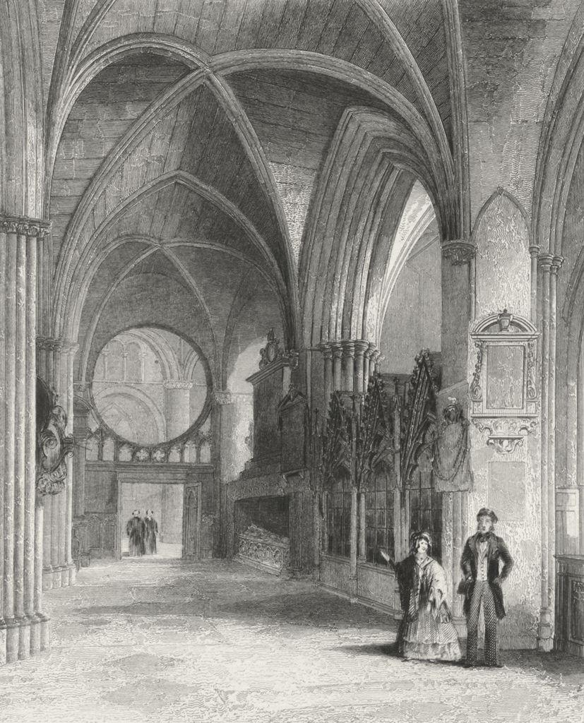 OXON. Oxford cathedral North Aisle of Choir 1850 old antique print picture