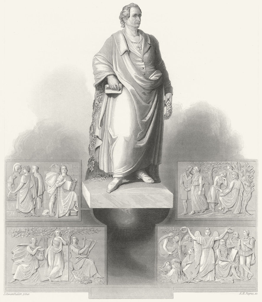 Associate Product GERMANY. Gothe, monument in Frankfurt. Goethe. Payne 1847 old antique print