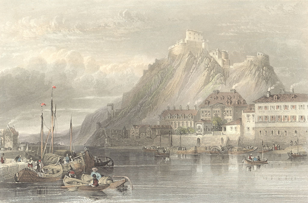 GERMANY. Fort of Ehrenbreitstein, Rhine  1840 old antique print picture