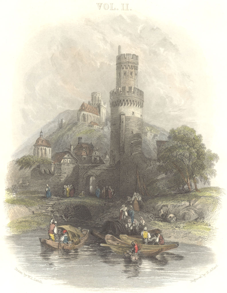 Associate Product GERMANY. Round Tower, Oberwesel. Oberwesl 1840 old antique print picture