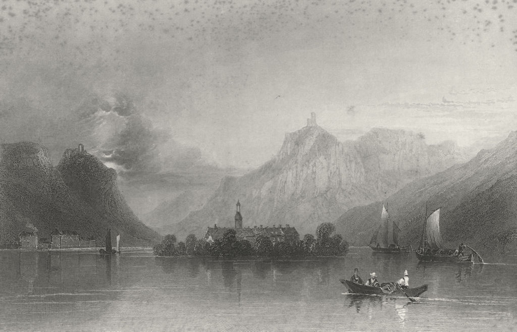 NONNENWERTH. Rhine. Wright Nonnenworth Island  1841 old antique print picture