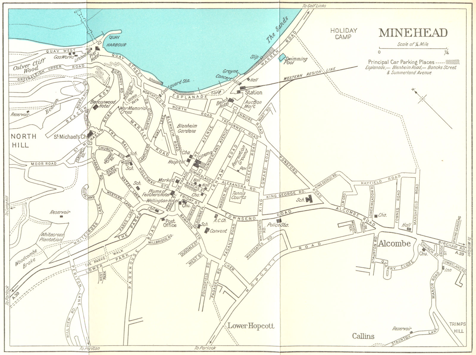 Associate Product MINEHEAD vintage town/city plan. Somerset. WARD LOCK 1965 old vintage map