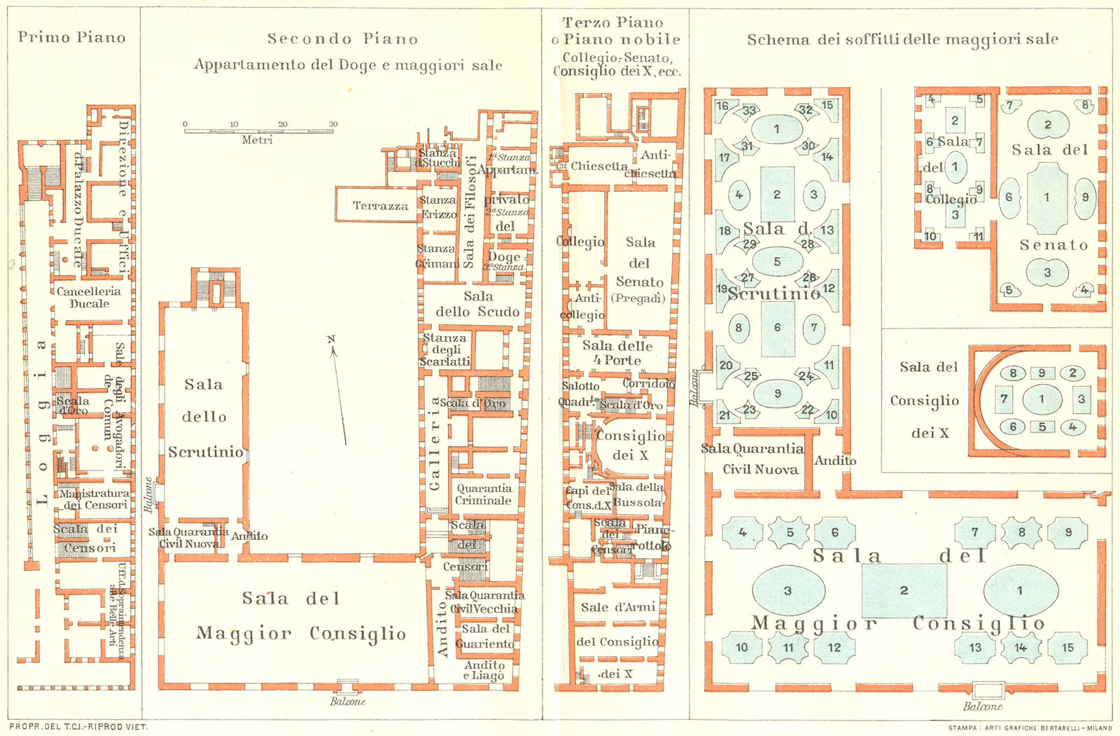 VENICE VENEZIA. Il Palazzo Ducale 1927 old vintage map plan chart