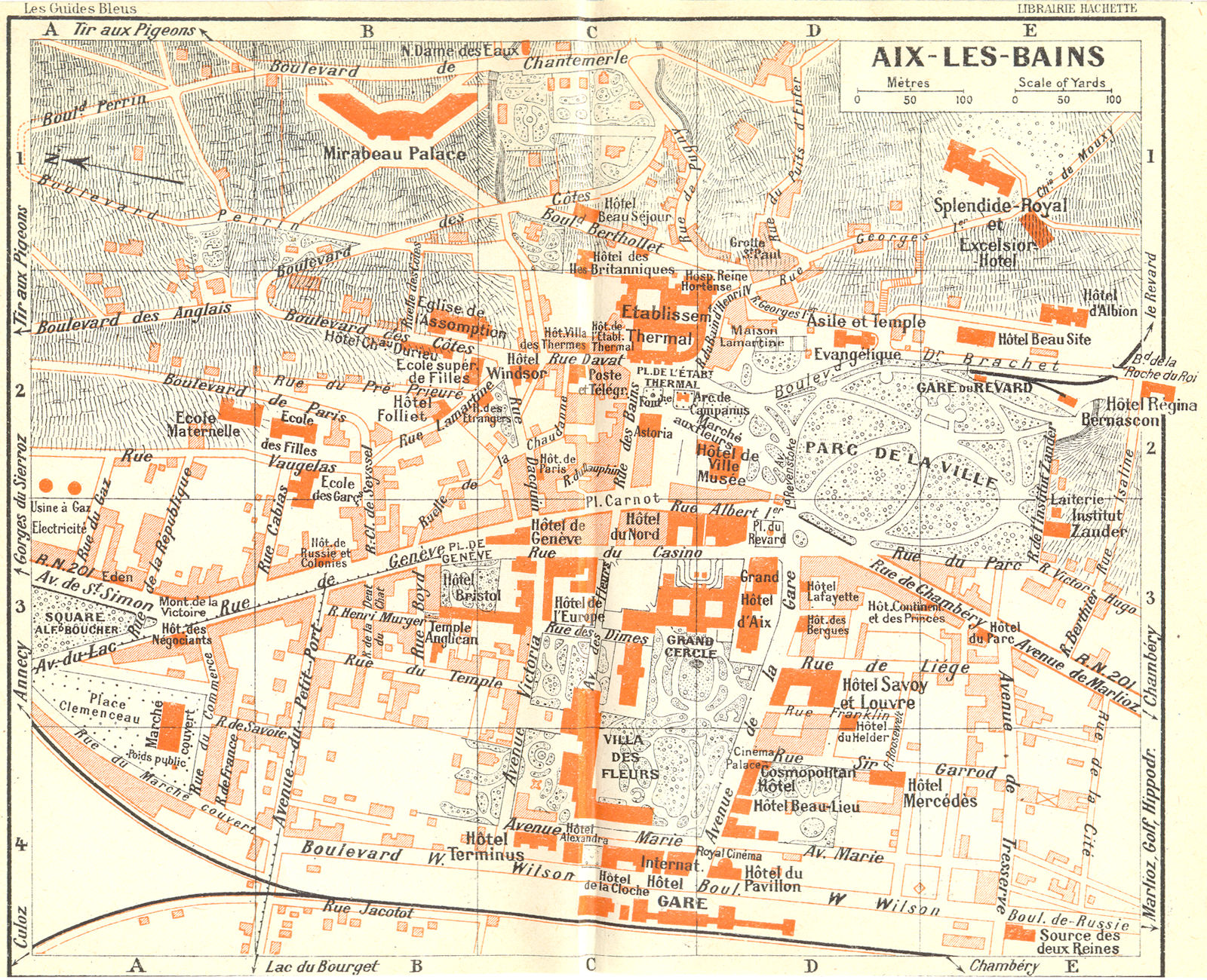 FRANCE. Aix-Les-Bains 1926 old vintage map plan chart