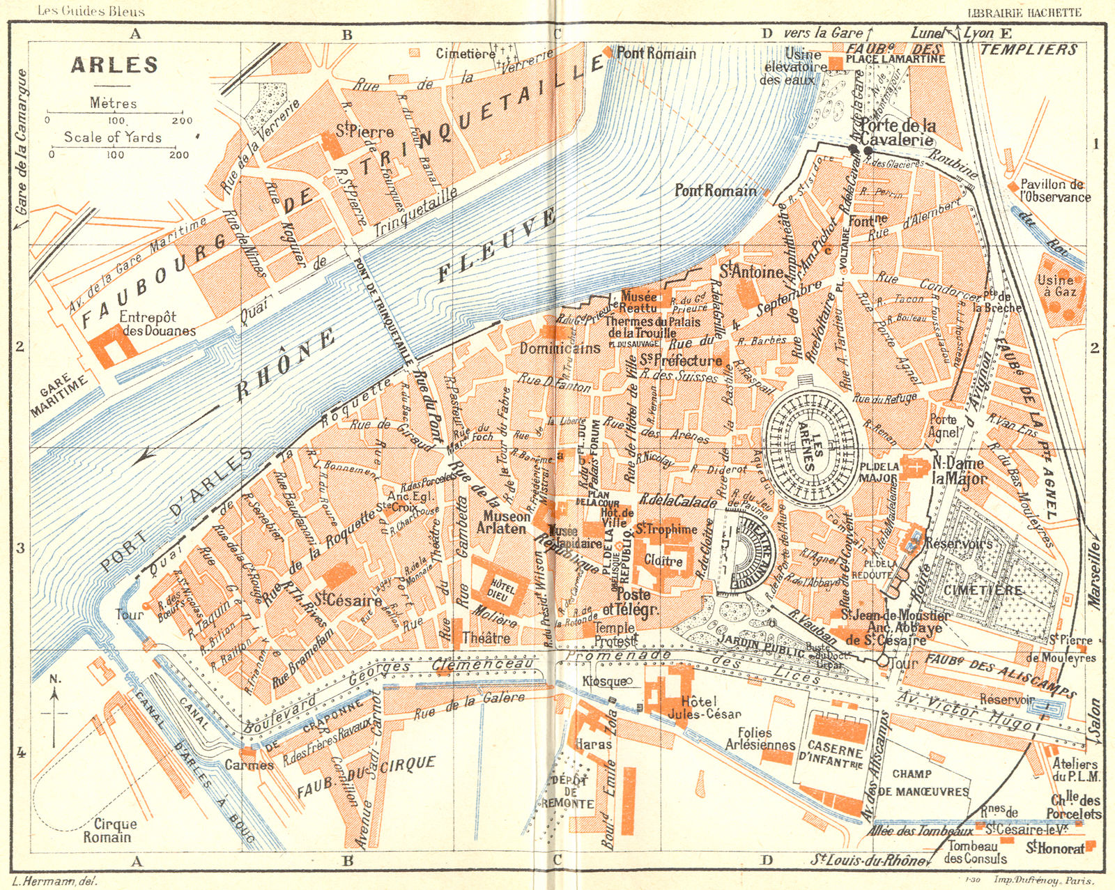 PROVENCE. Arles 1926 old vintage map plan chart