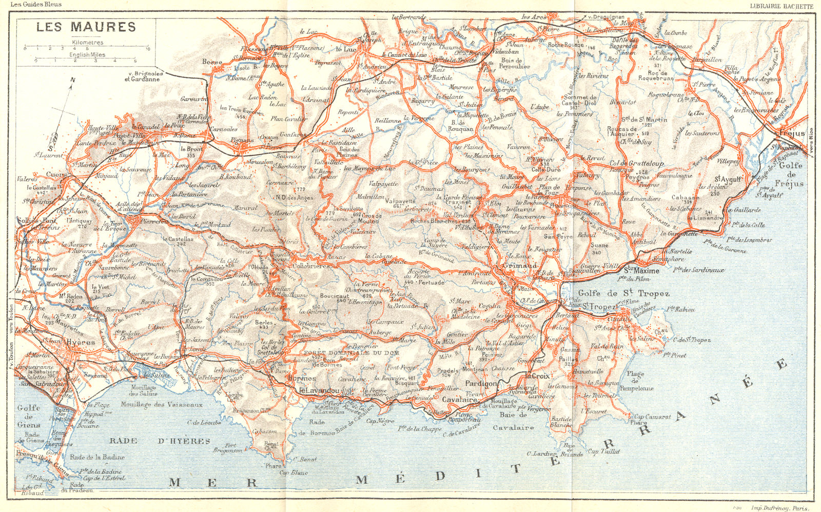 VAR. Les Maures St Tropez Ste Maxime Frejus 1926 old vintage map plan chart