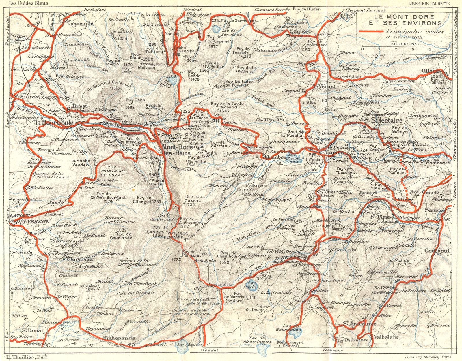 FRANCE. Le Mont Dore Et Ses Environs 1926 old vintage map plan chart