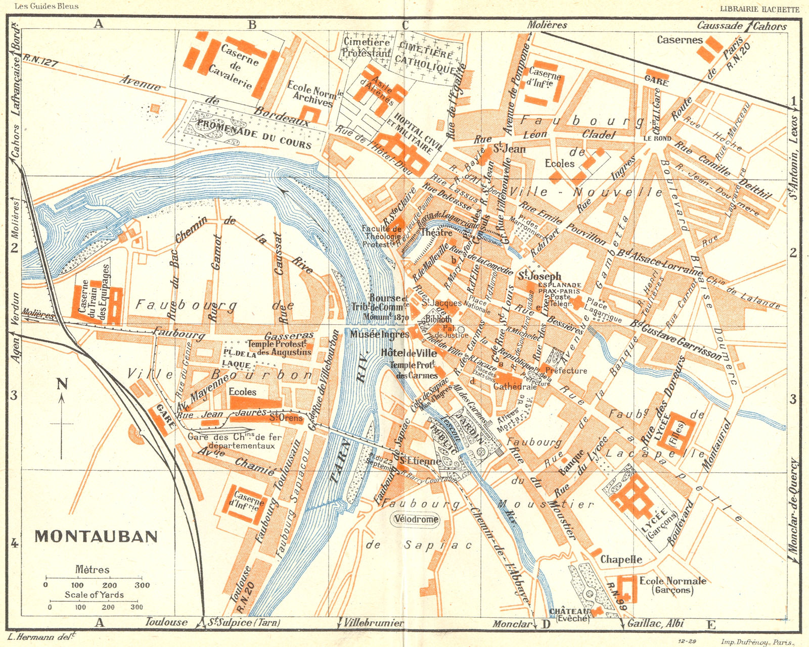 FRANCE. Montauban 1926 old vintage map plan chart