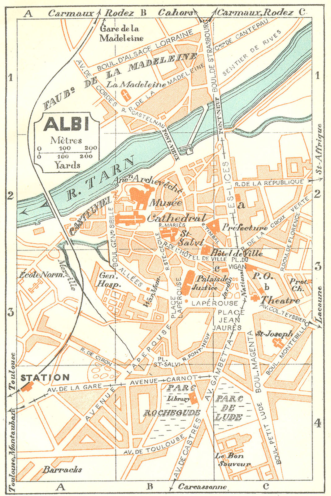 FRANCE. Albi 1926 old vintage map plan chart