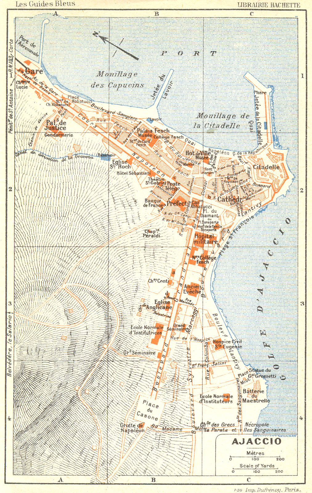 CORSE-DU-SUD. Ajaccio Corsica 1926 old vintage map plan chart