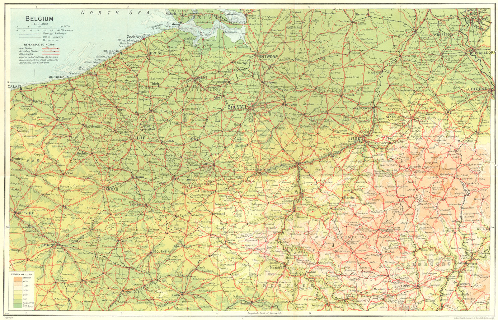 BELGIUM. Belgium 1929 old vintage map plan chart