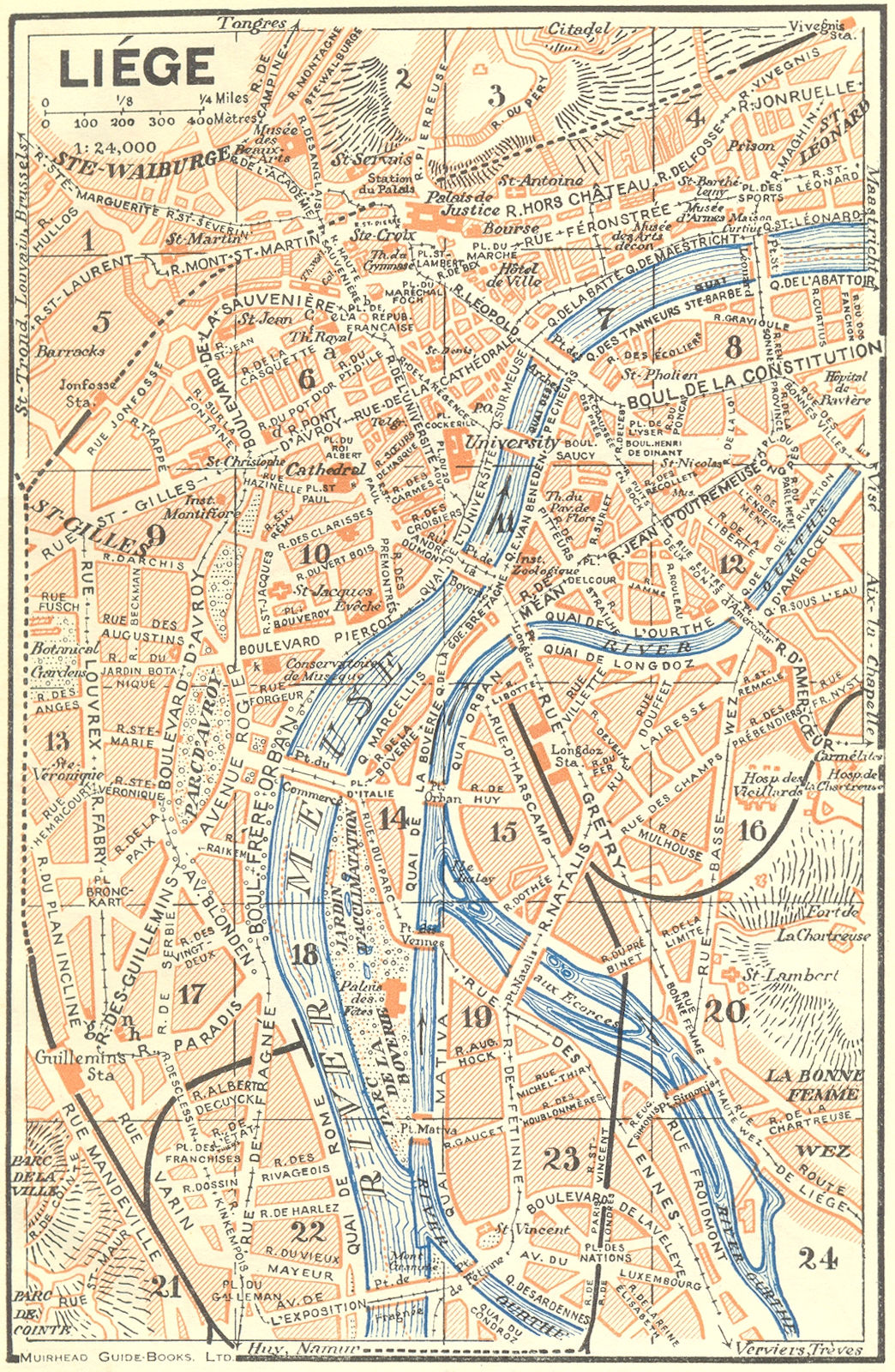 BELGIUM. Liège 1929 old vintage map plan chart