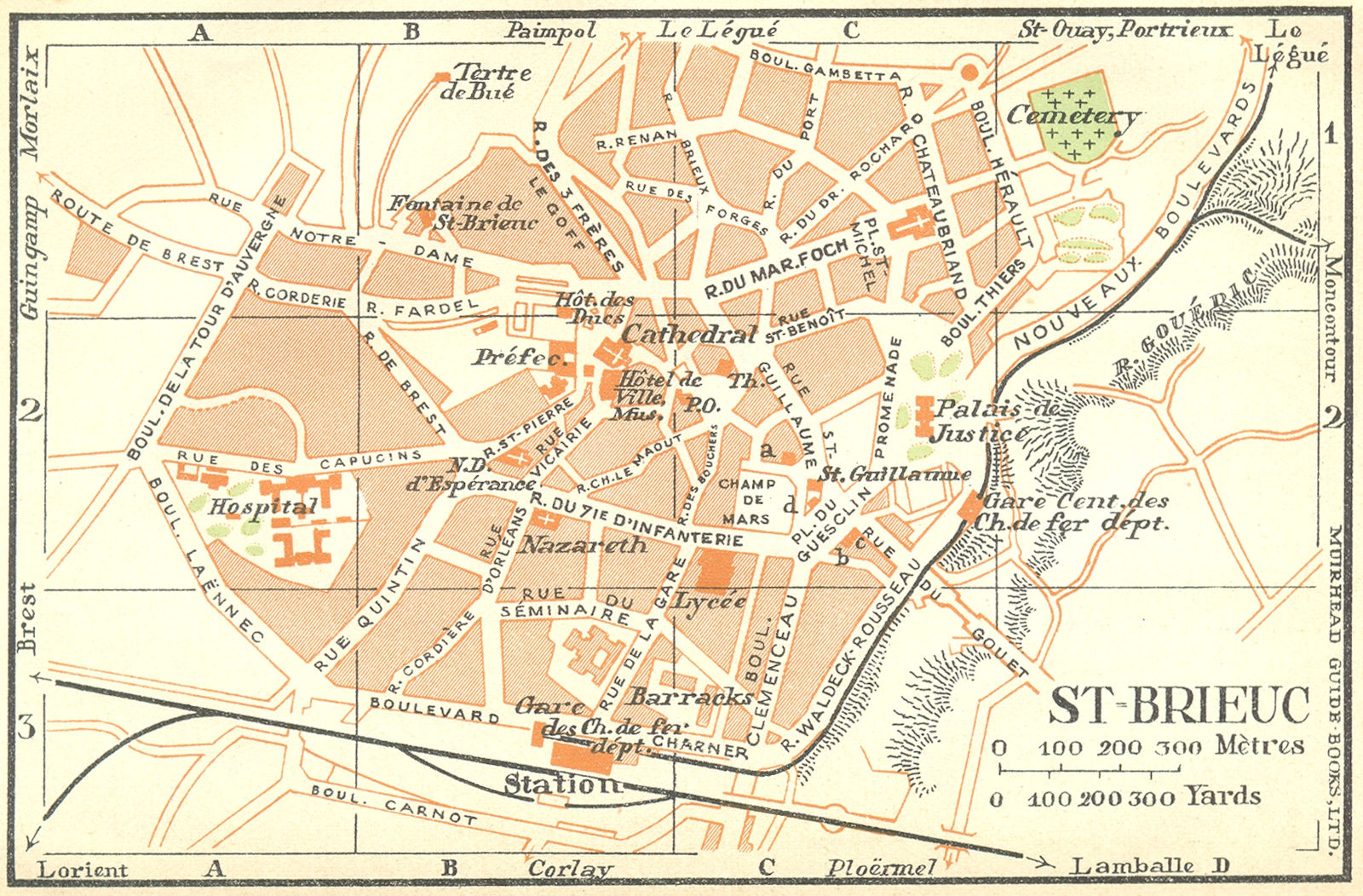 Associate Product BRITTANY. St Brieuc 1932 old vintage map plan chart