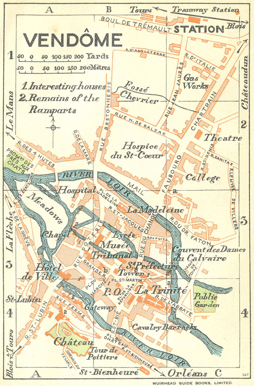 FRANCE. Vendome 1932 old vintage map plan chart